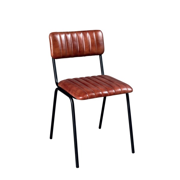 Sedia imbottita in pelle Brown