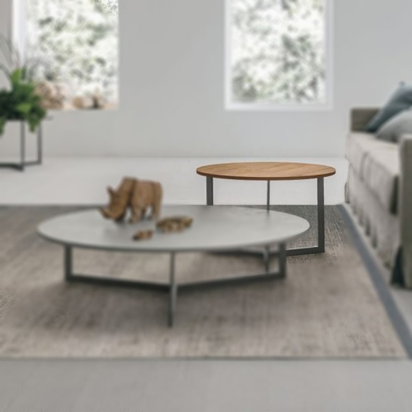Tavolino Joy Ø 60 piano materico nodato chiaro