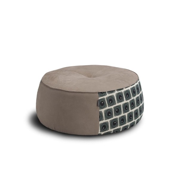 Pouf tondo girevole Cakepop in pelle e tessuto